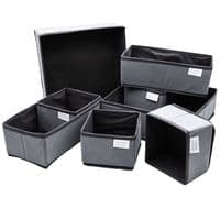 Fabric Drawer Organisers | Foldable Storage Baskets in Grey (8 Pack)